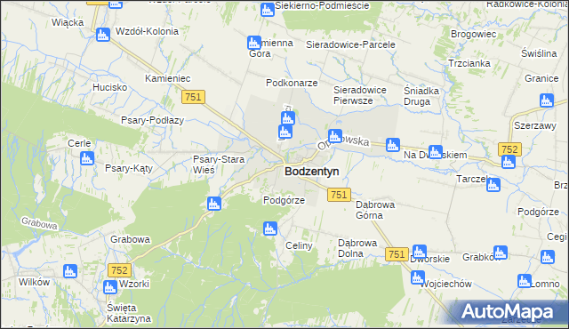 mapa Bodzentyn, Bodzentyn na mapie Targeo