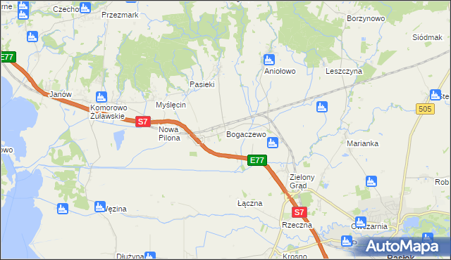 mapa Bogaczewo gmina Elbląg, Bogaczewo gmina Elbląg na mapie Targeo