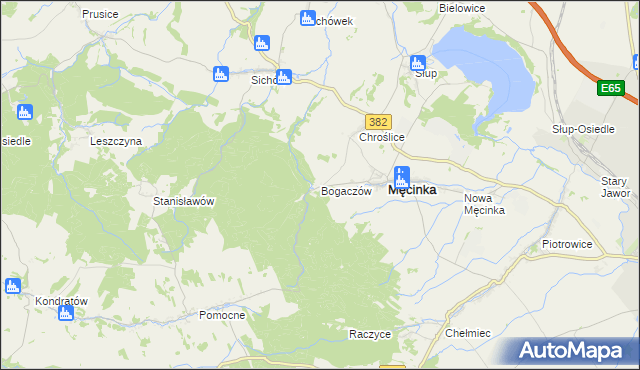 mapa Bogaczów gmina Męcinka, Bogaczów gmina Męcinka na mapie Targeo