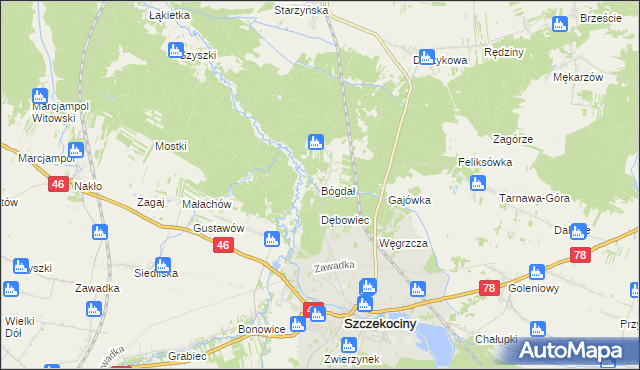 mapa Bógdał, Bógdał na mapie Targeo