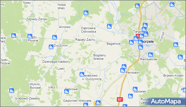 mapa Bogdany Wielkie, Bogdany Wielkie na mapie Targeo