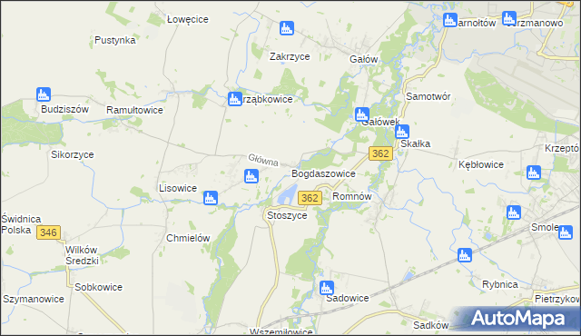mapa Bogdaszowice, Bogdaszowice na mapie Targeo