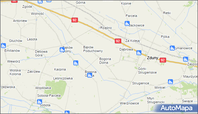 mapa Bogoria Dolna, Bogoria Dolna na mapie Targeo