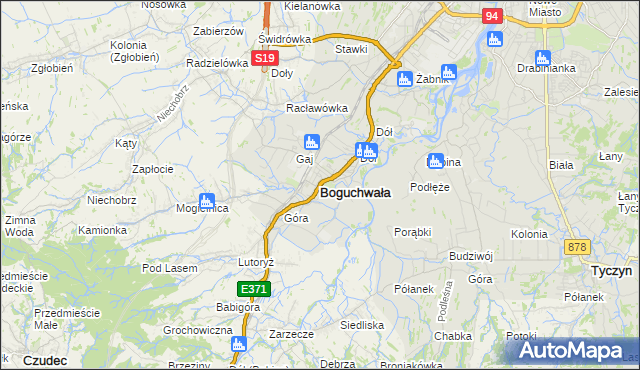 mapa Boguchwała powiat rzeszowski, Boguchwała powiat rzeszowski na mapie Targeo