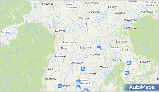 mapa Bogucice gmina Bochnia, Bogucice gmina Bochnia na mapie Targeo