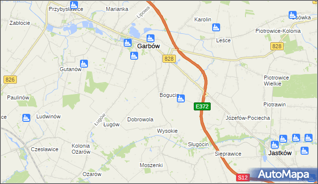 mapa Bogucin gmina Garbów, Bogucin gmina Garbów na mapie Targeo