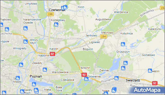 mapa Bogucin gmina Swarzędz, Bogucin gmina Swarzędz na mapie Targeo