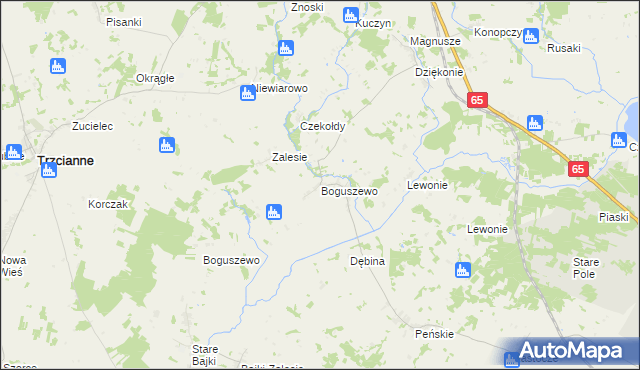 mapa Boguszewo gmina Mońki, Boguszewo gmina Mońki na mapie Targeo