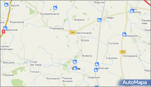 mapa Boguszyce gmina Borów, Boguszyce gmina Borów na mapie Targeo