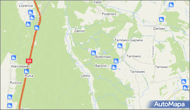 mapa Bolechowo gmina Goleniów, Bolechowo gmina Goleniów na mapie Targeo