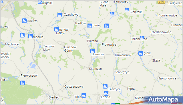 mapa Boleścin gmina Trzebnica, Boleścin gmina Trzebnica na mapie Targeo