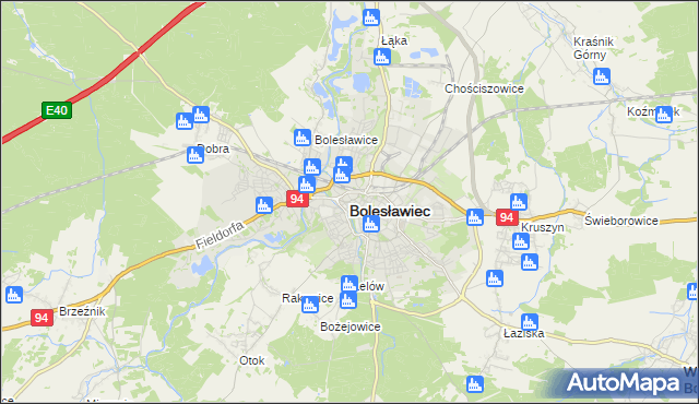 mapa Bolesławca, Bolesławiec na mapie Targeo