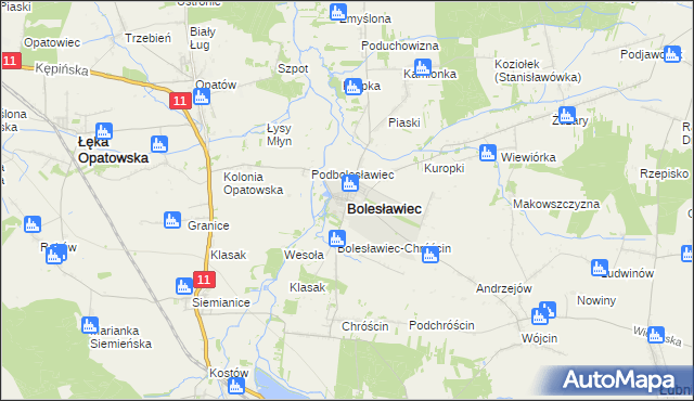mapa Bolesławiec powiat wieruszowski, Bolesławiec powiat wieruszowski na mapie Targeo