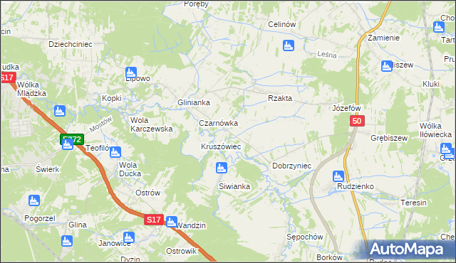 mapa Bolesławów gmina Wiązowna, Bolesławów gmina Wiązowna na mapie Targeo