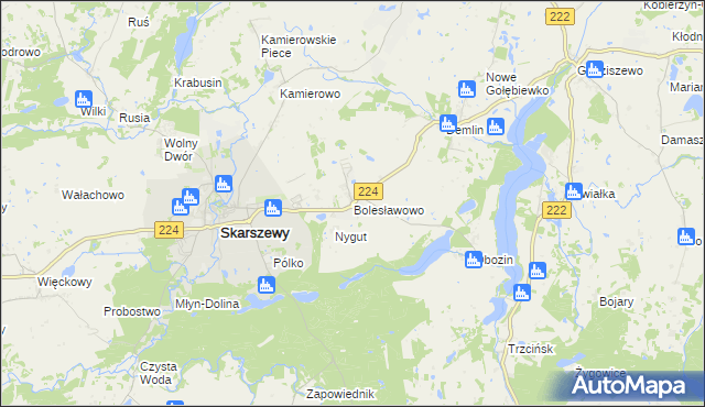 mapa Bolesławowo gmina Skarszewy, Bolesławowo gmina Skarszewy na mapie Targeo