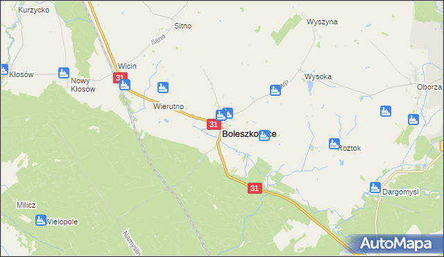 mapa Boleszkowice powiat myśliborski, Boleszkowice powiat myśliborski na mapie Targeo