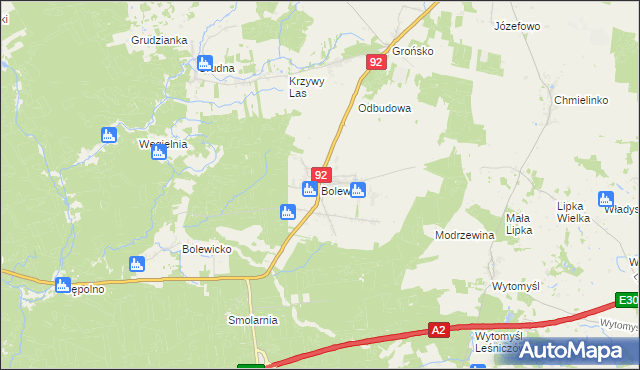 mapa Bolewice gmina Miedzichowo, Bolewice gmina Miedzichowo na mapie Targeo