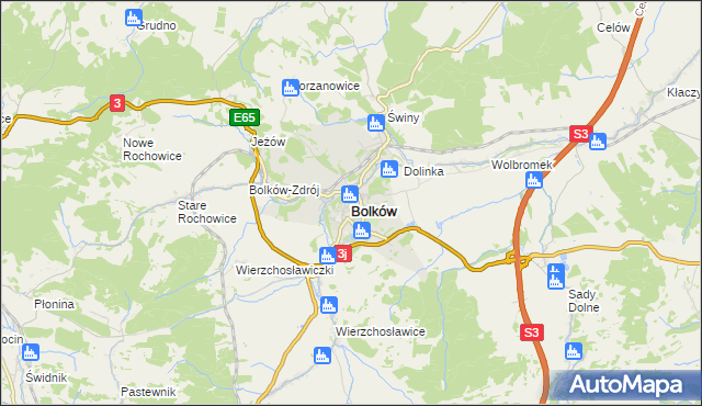 mapa Bolków powiat jaworski, Bolków powiat jaworski na mapie Targeo