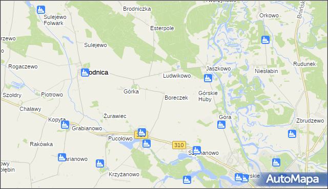 mapa Boreczek gmina Brodnica, Boreczek gmina Brodnica na mapie Targeo