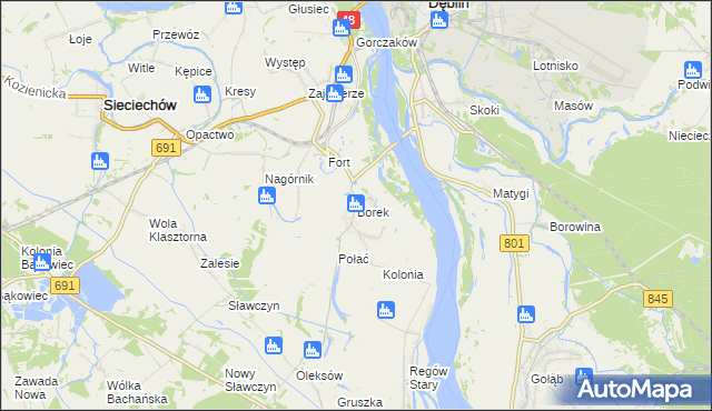 mapa Borek gmina Gniewoszów, Borek gmina Gniewoszów na mapie Targeo
