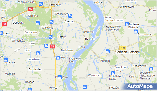 mapa Borki gmina Góra Kalwaria, Borki gmina Góra Kalwaria na mapie Targeo