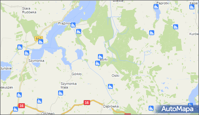 mapa Borki gmina Miłki, Borki gmina Miłki na mapie Targeo