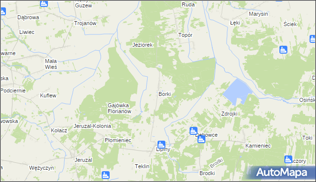 mapa Borki gmina Mrozy, Borki gmina Mrozy na mapie Targeo