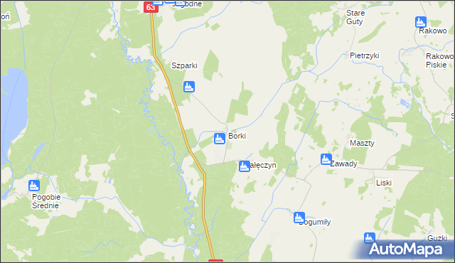 mapa Borki gmina Pisz, Borki gmina Pisz na mapie Targeo