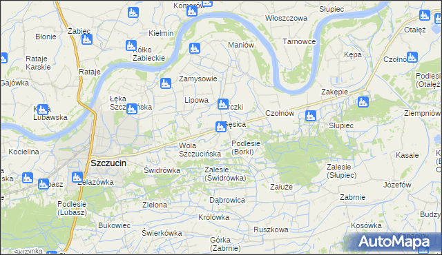 mapa Borki gmina Szczucin, Borki gmina Szczucin na mapie Targeo