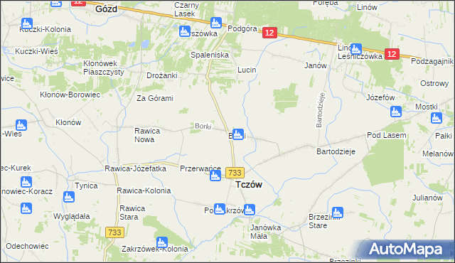 mapa Borki gmina Tczów, Borki gmina Tczów na mapie Targeo