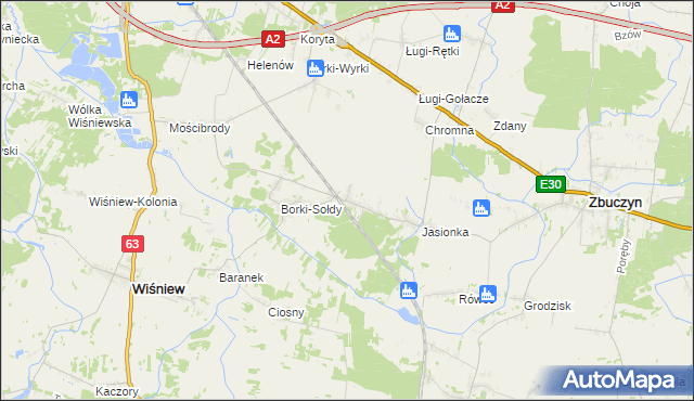 mapa Borki-Kosy, Borki-Kosy na mapie Targeo