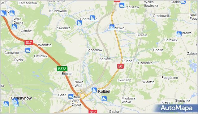 mapa Borków gmina Kołbiel, Borków gmina Kołbiel na mapie Targeo