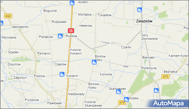 mapa Borków Stary, Borków Stary na mapie Targeo