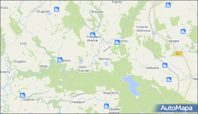 mapa Bornity, Bornity na mapie Targeo