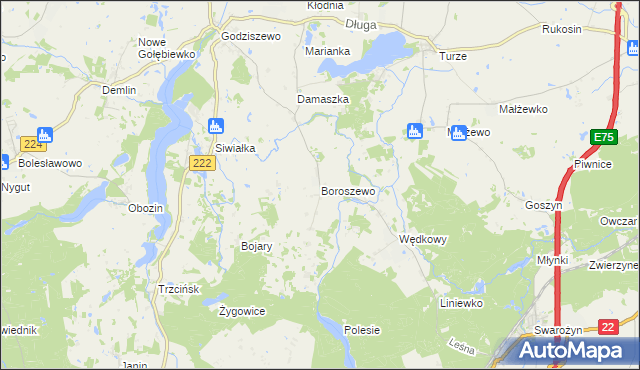 mapa Boroszewo, Boroszewo na mapie Targeo