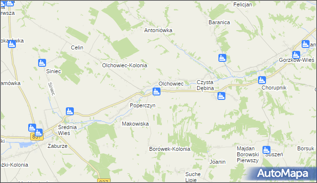 mapa Borówek gmina Żółkiewka, Borówek gmina Żółkiewka na mapie Targeo