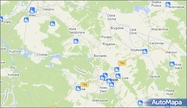 mapa Borowiec gmina Krasocin, Borowiec gmina Krasocin na mapie Targeo