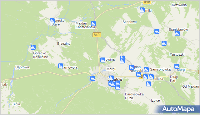 mapa Borowina gmina Józefów, Borowina gmina Józefów na mapie Targeo