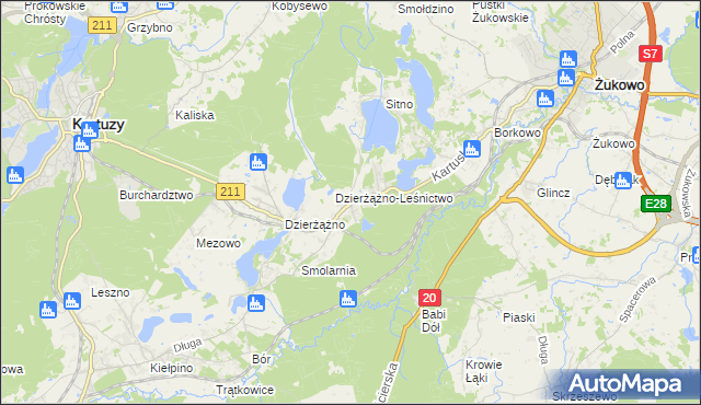 mapa Borowo gmina Kartuzy, Borowo gmina Kartuzy na mapie Targeo