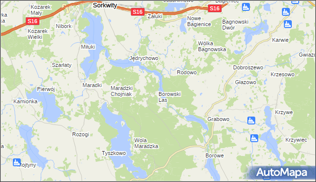 mapa Borowski Las, Borowski Las na mapie Targeo