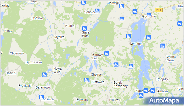 mapa Borowy Las, Borowy Las na mapie Targeo
