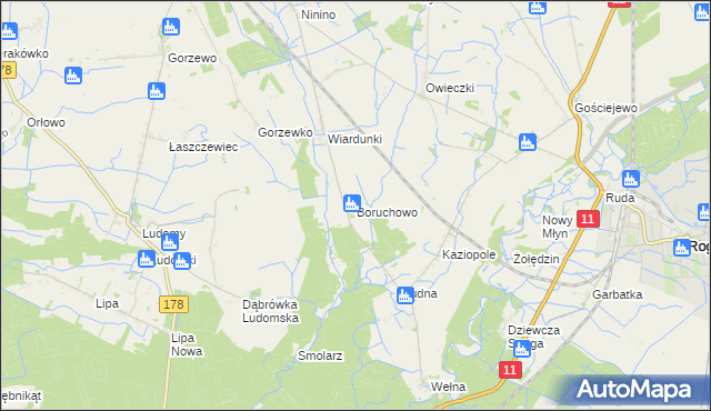 mapa Boruchowo, Boruchowo na mapie Targeo