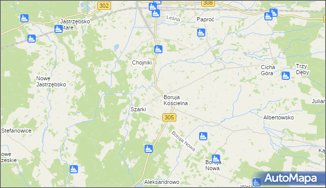 mapa Boruja Kościelna, Boruja Kościelna na mapie Targeo