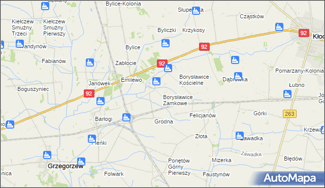 mapa Borysławice Zamkowe, Borysławice Zamkowe na mapie Targeo