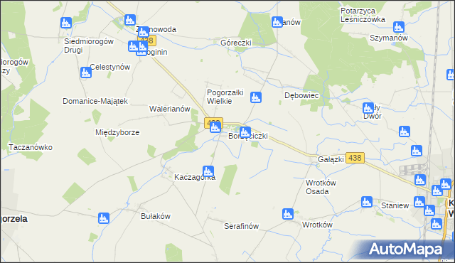 mapa Borzęciczki, Borzęciczki na mapie Targeo