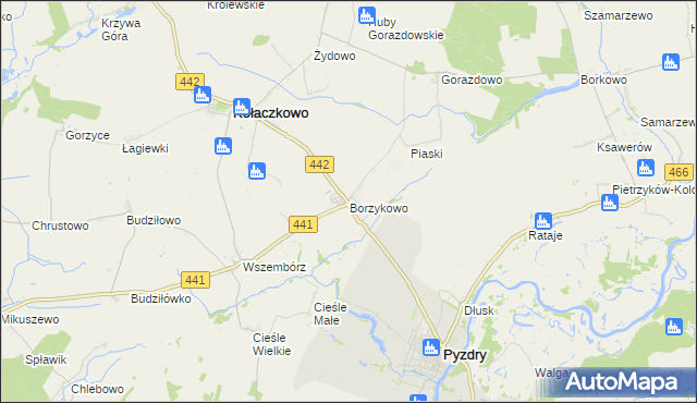 mapa Borzykowo gmina Kołaczkowo, Borzykowo gmina Kołaczkowo na mapie Targeo
