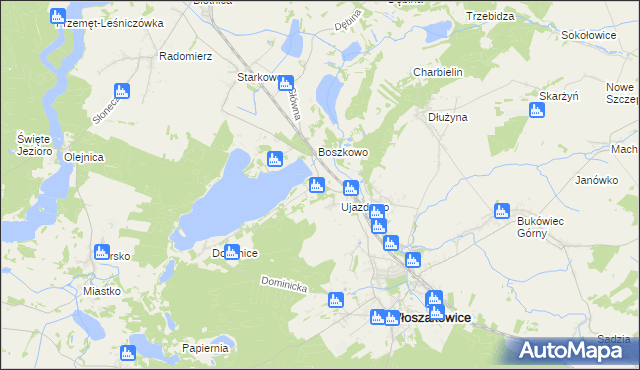 mapa Boszkowo-Letnisko, Boszkowo-Letnisko na mapie Targeo