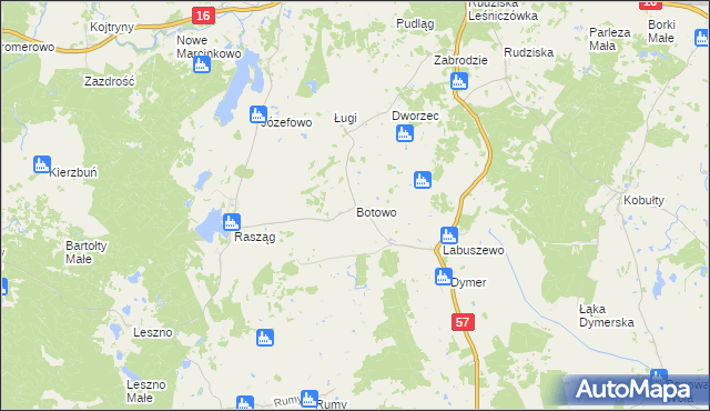 mapa Botowo, Botowo na mapie Targeo