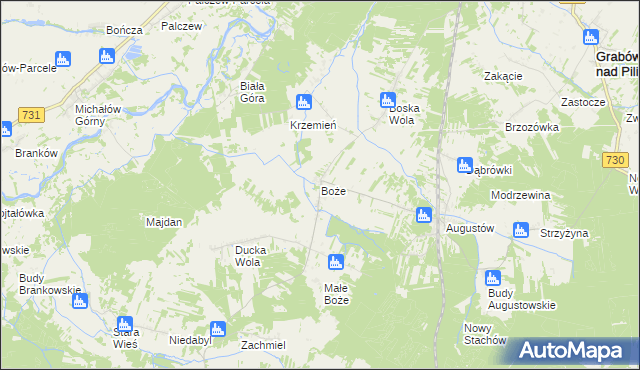 mapa Boże gmina Stromiec, Boże gmina Stromiec na mapie Targeo