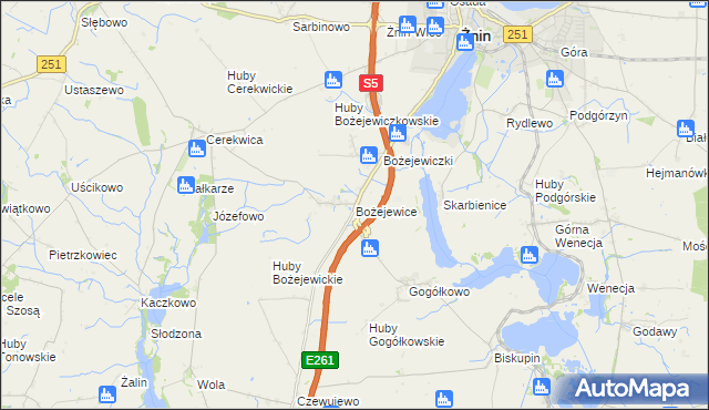 mapa Bożejewice gmina Żnin, Bożejewice gmina Żnin na mapie Targeo